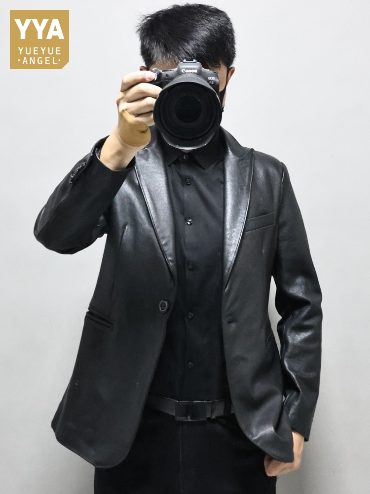 Leather Work Jacket Mens - 슬림핏 솔리드 컬러 남성 오피스 워크
