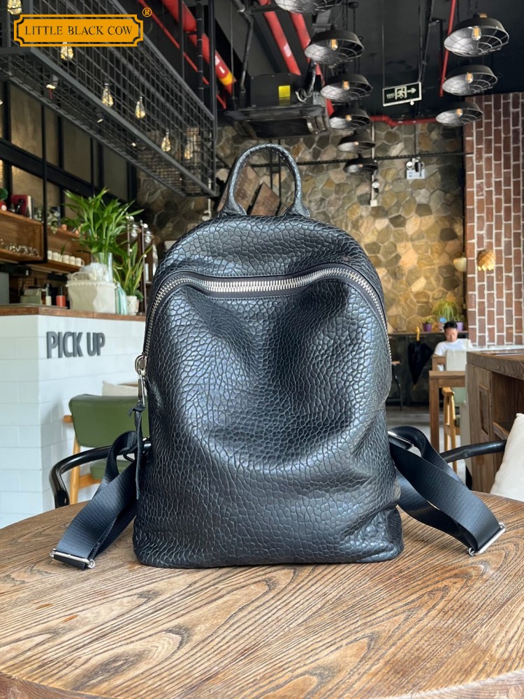 Leatherwork Bag - 부드러운 천연 양가죽 캐주얼 백팩 유니섹스