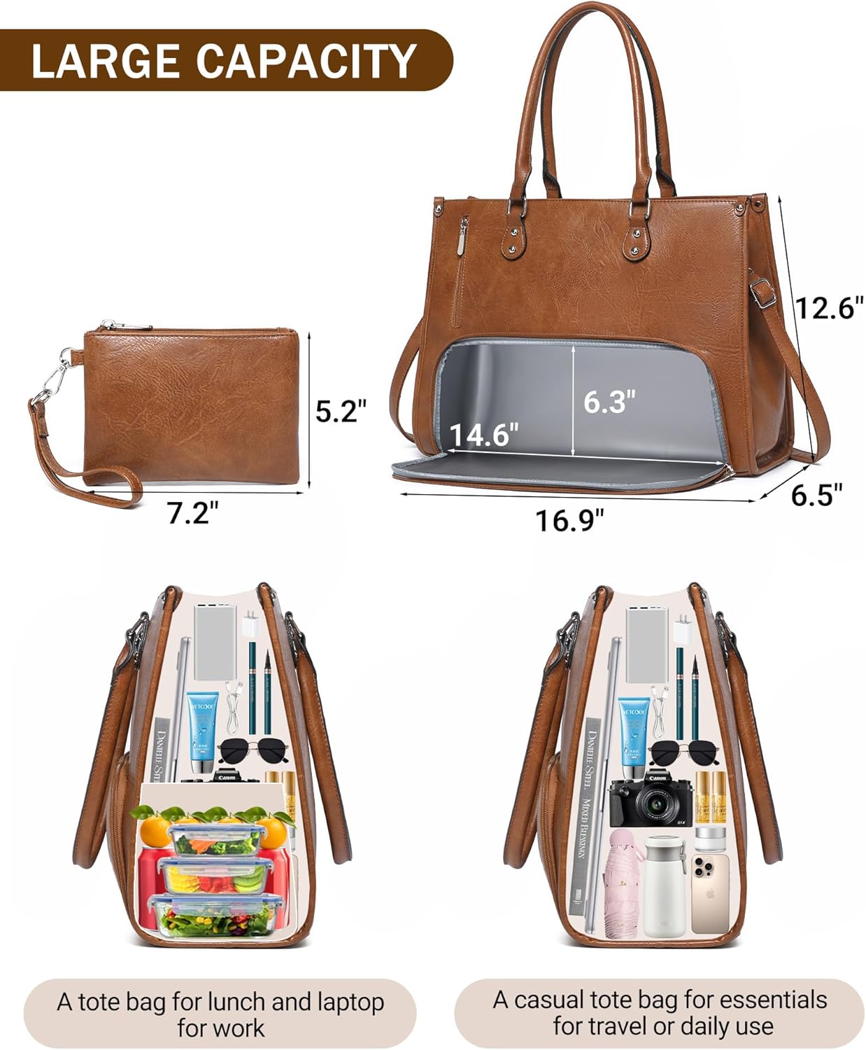 Leather Work Laptop Bag - 여성 직장인을 위한 2 in 1