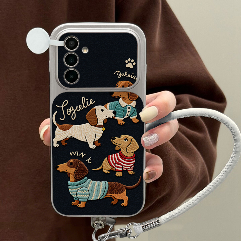 Leatherwork Drawing - 만화 닥스훈트 휴대폰 케이스 삼성 A56