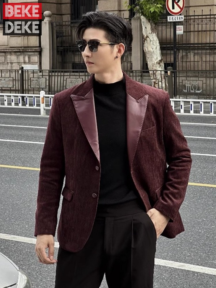 Leather Work Jacket Mens - 남성용 슬림 핏 블레이저 재킷, PU