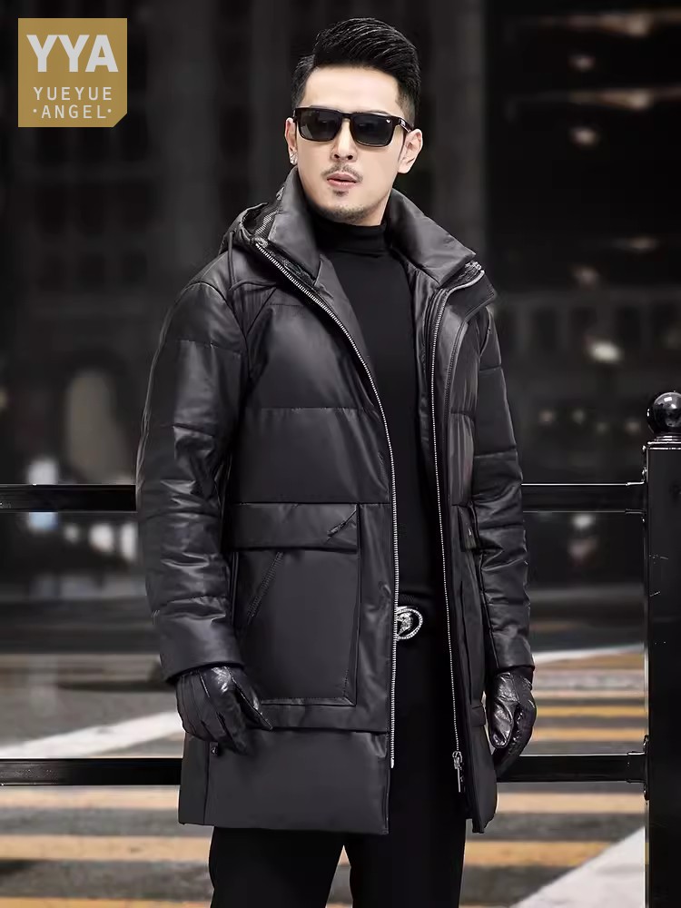 Leather Work Jacket Mens - 겨울 남성 두꺼운 따뜻한 흰색 거위
