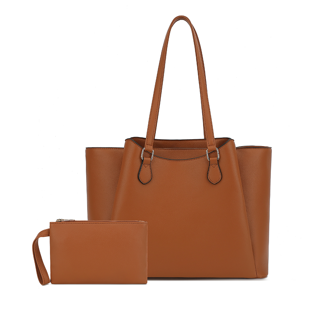 Leather Work Laptop Bag - 여성용 토트백, 파우치가 있는 대형 PU