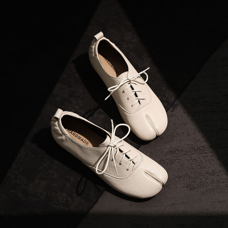 Leather Work Oxfords - 정품 가죽 양가죽 타비 여성화, 스플릿