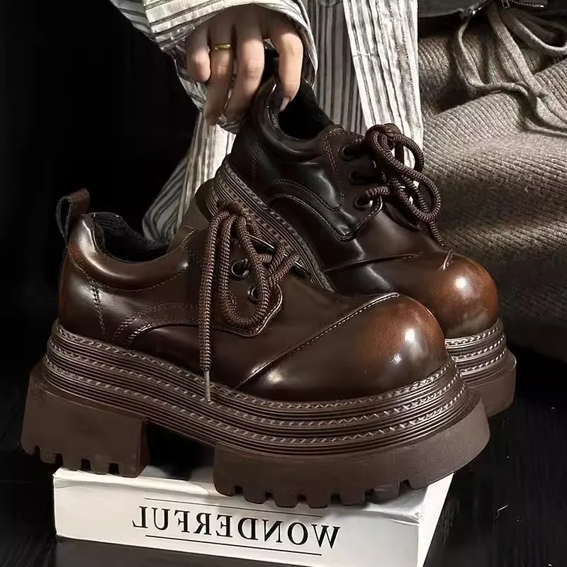 Leather Work Oxfords - 여성 레트로 로퍼 2025 봄 새로운
