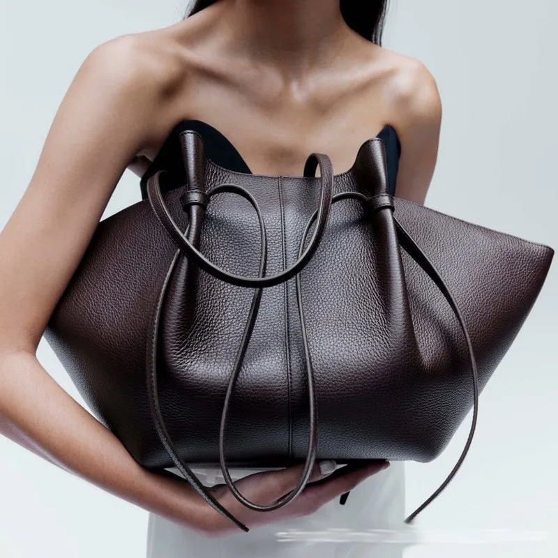 Leather Work Handbags For Women - 여성 가죽 숄더백 덤플링 퍼스 호보