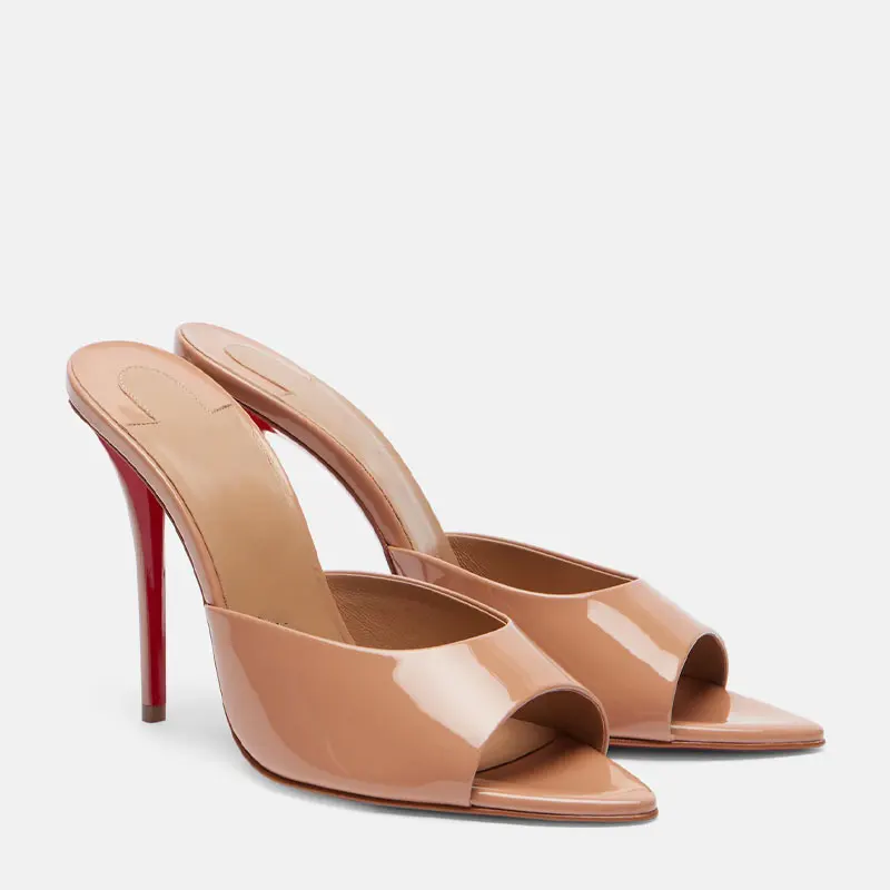 Leather Work Heels - 여성용 신발 새로운 뾰족한 오픈 토