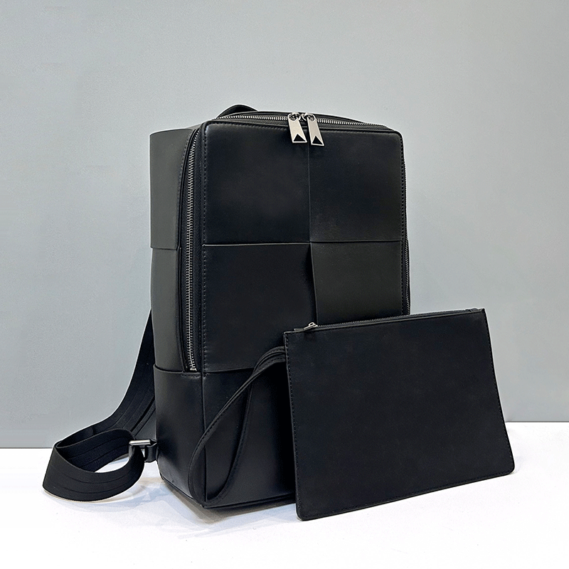Leatherwork Bag - 세련된 대용량 가죽 직조 비즈니스 캐주얼