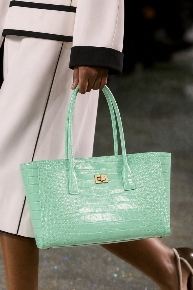 Leather Work Handbags For Women - SHELKSBAG 광택 있는 크로커다일 엠보싱 토트백