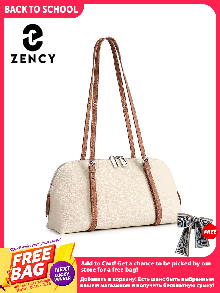 Leather Work Handbags For Women - Zency 여성용 정품 가죽 겨드랑이 가방