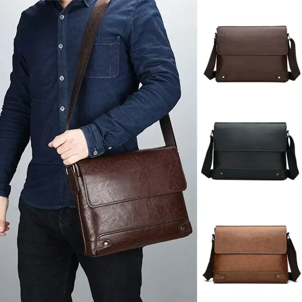 Leather Work Laptop Bag - 남성용 서류 가방 PU 가죽 토트