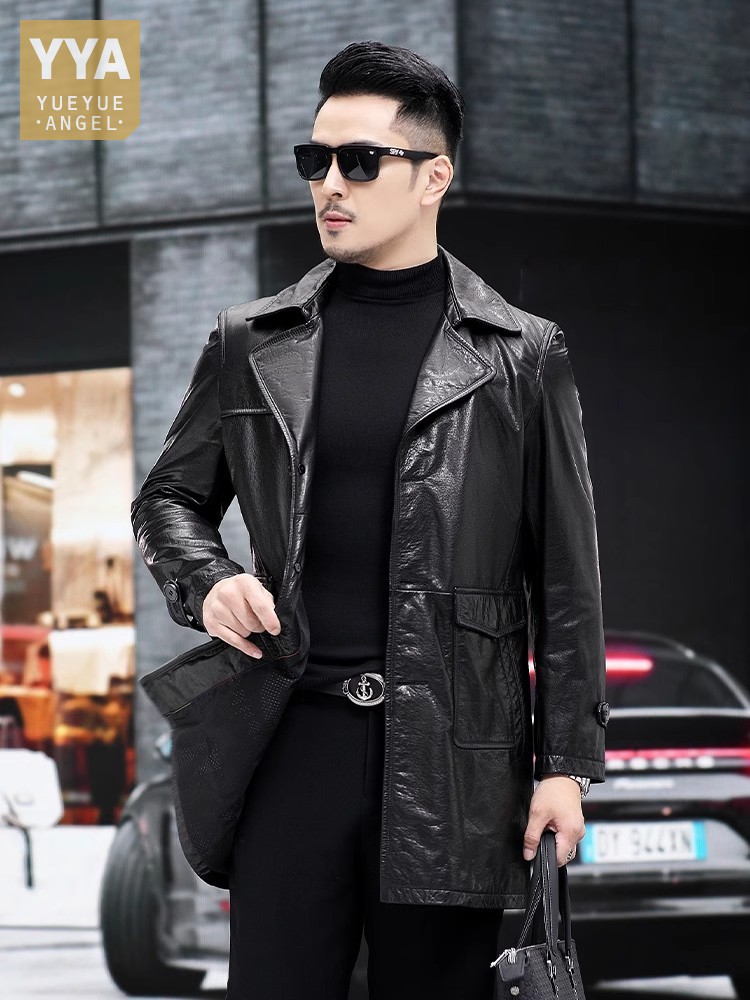 Leather Work Jacket Mens - 명품 남성 비즈니스 슬림핏 오일 왁스