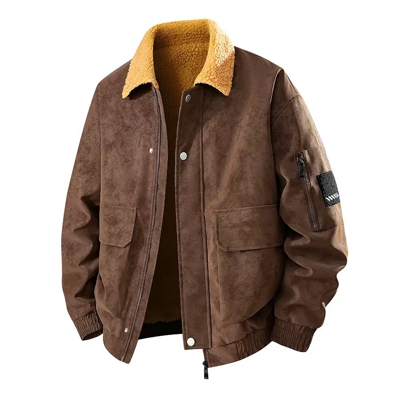 Leather Work Jacket Mens - 남성용 레트로 두꺼운 따뜻한 PU 재킷