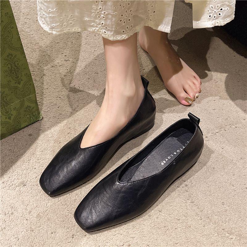 Leather Work Heels - 패션 신발 여성용 로퍼 정품 가죽