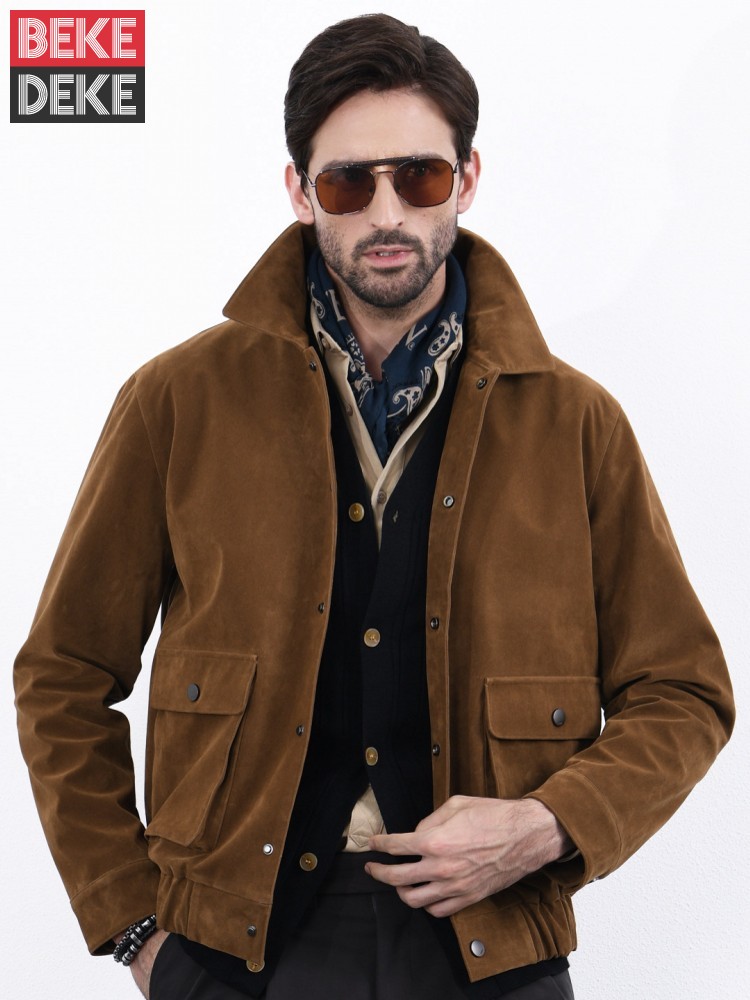 Leather Work Jacket Mens - 아메리칸 스타일 빈티지 남성용 싱글 브레스티드