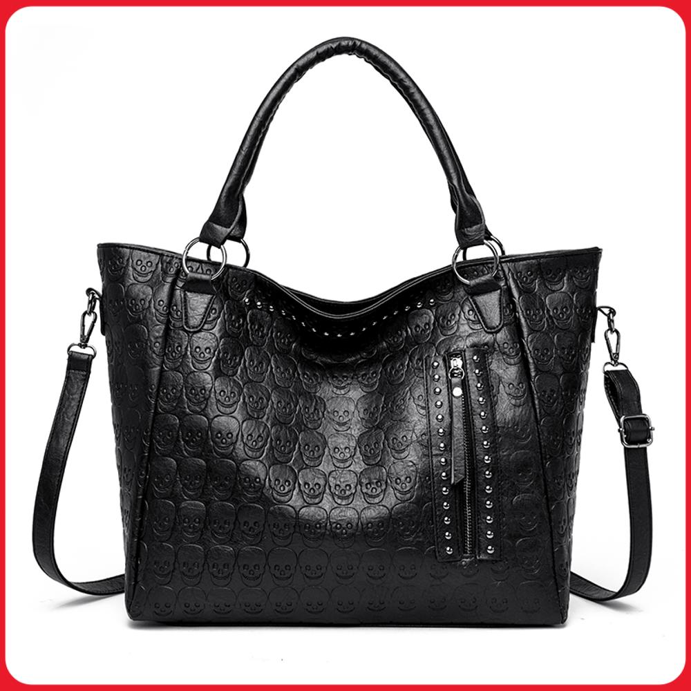 Leather Work Handbags For Women - 펑크 스컬 크로스바디 백 PU 가죽