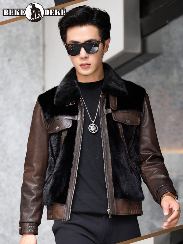 Leather Work Jacket Mens - 럭셔리 비즈니스 남성용 겨울 작업복 천연