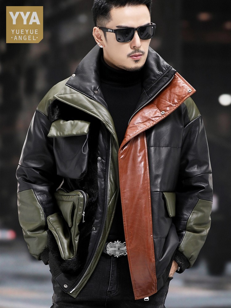 Leather Work Jacket Mens - 빅 포켓 워크 다운 재킷 남성