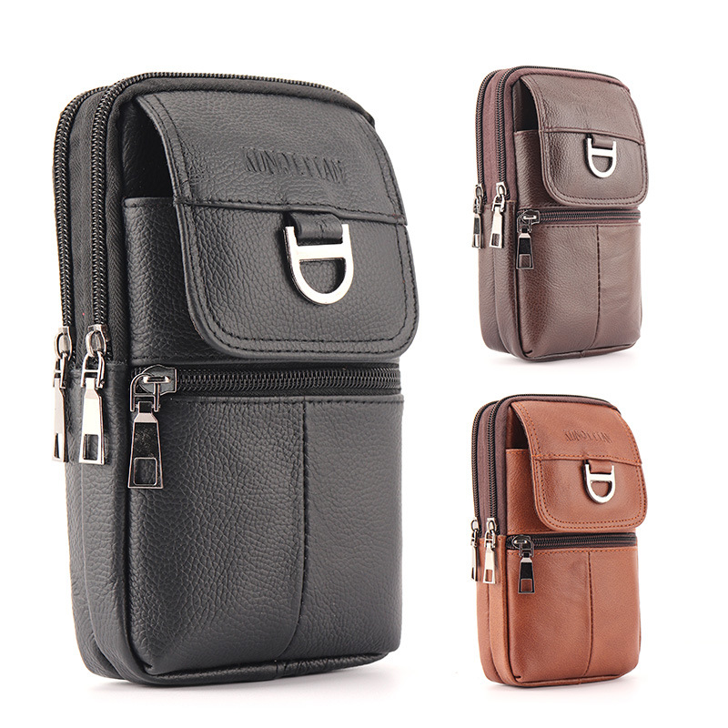 Leatherwork Bag - 남성용 가죽 허리 가방 - 대용량
