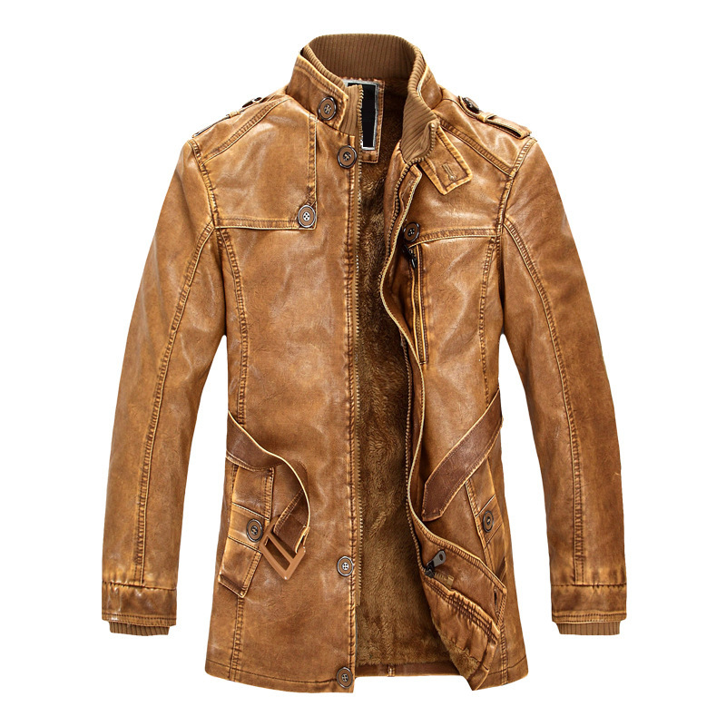 Leather Work Jacket Mens - 가을 오토바이 재킷 남성용 스탠드 칼라