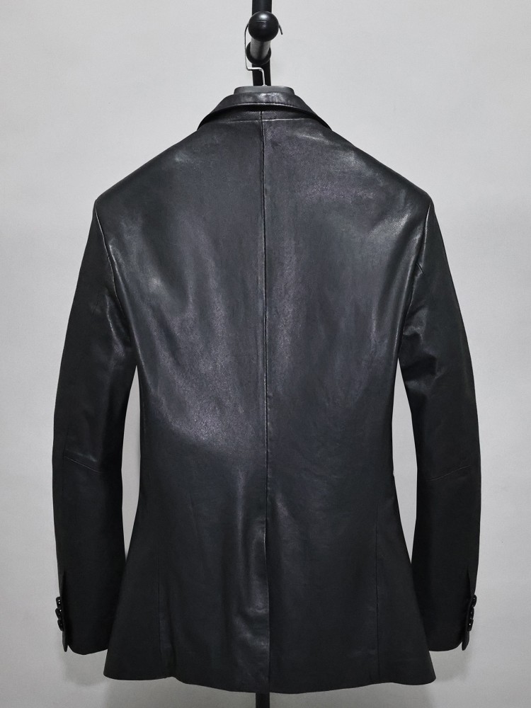 슬림핏 솔리드 컬러 남성 오피스 워크 정품 가죽 블레이 - Leather Work Jacket Mens 리뷰 및 가격