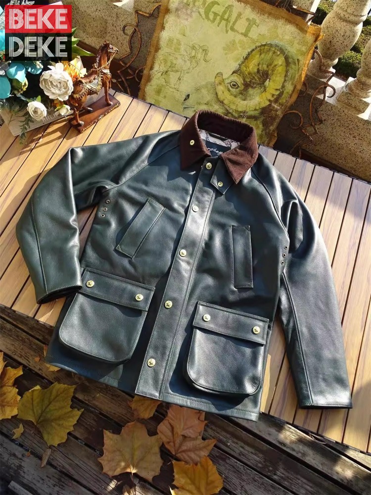 남성 정품 암소 가죽 자켓 사냥 코트 봄 턴 다운 칼라 - Leather Work Jacket Mens 리뷰 및 가격
