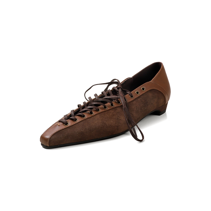여성용 새 봄 가을 가죽 뾰족코 레이스업 편안한 낮은  - Leather Work Heels 리뷰 및 가격