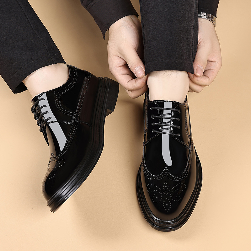 남성용 에나멜 브로그 드레스 슈즈, 레이스업 정장 옥스 - Leather Work Oxfords 리뷰 및 가격
