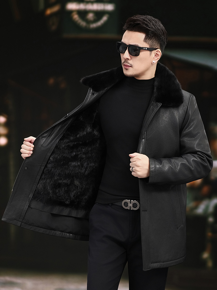 럭셔리 남성 겨울용 리얼 밍크 퍼 안감 양가죽 진짜 가 - Leather Work Jacket Mens 리뷰 및 가격