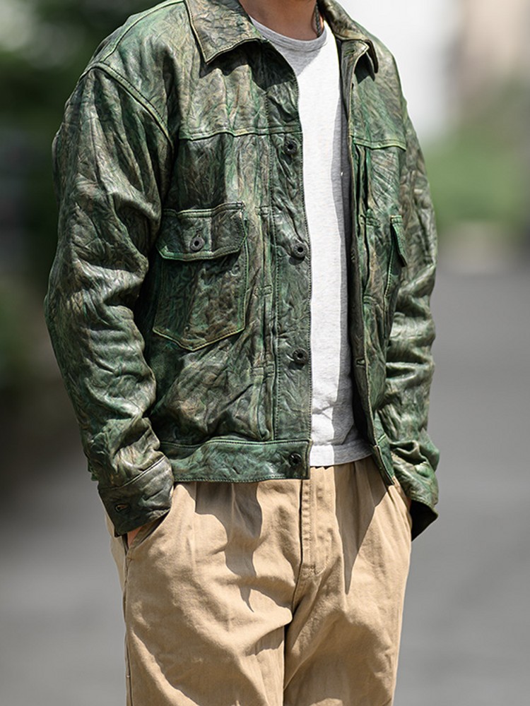 남성용 빈티지 주름진 진짜 양가죽 재킷, 루즈핏 싱글  - Leather Work Jacket Mens 리뷰 및 가격