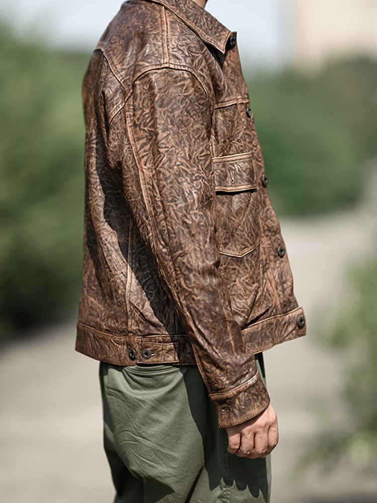 남성용 빈티지 주름진 진짜 양가죽 재킷, 루즈핏 싱글  - Leather Work Jacket Mens 리뷰 및 가격