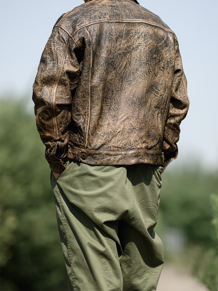 남성용 빈티지 주름진 진짜 양가죽 재킷, 루즈핏 싱글  - Leather Work Jacket Mens 리뷰 및 가격