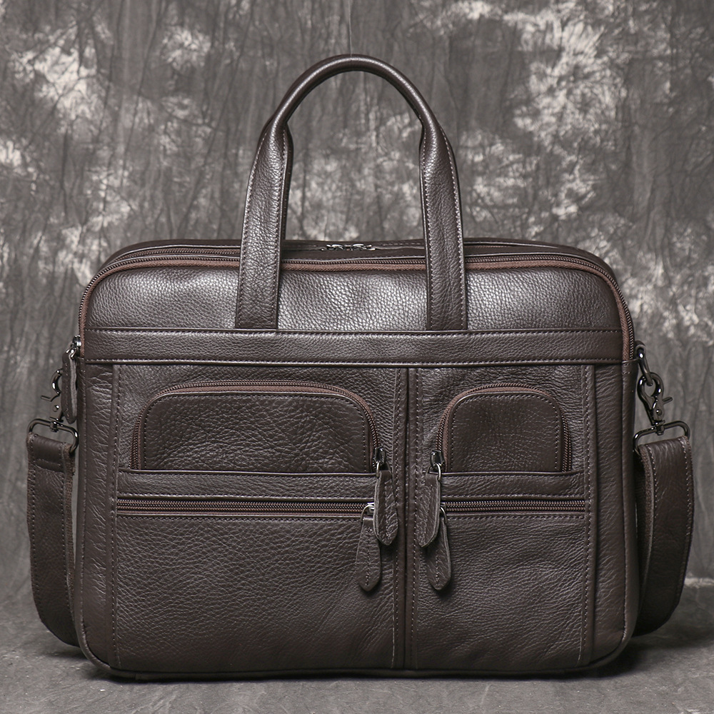 남성용 천연 가죽 서류 가방, 비즈니스 핸드백 노트북  - Leather Work Laptop Bag 리뷰 및 가격