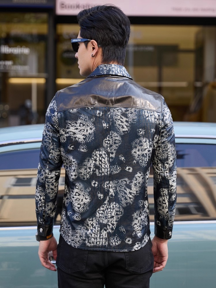 럭셔리 신상 플로럴 프린트 남성 파티 양가죽 진짜 가죽 - Leather Work Jacket Mens 리뷰 및 가격