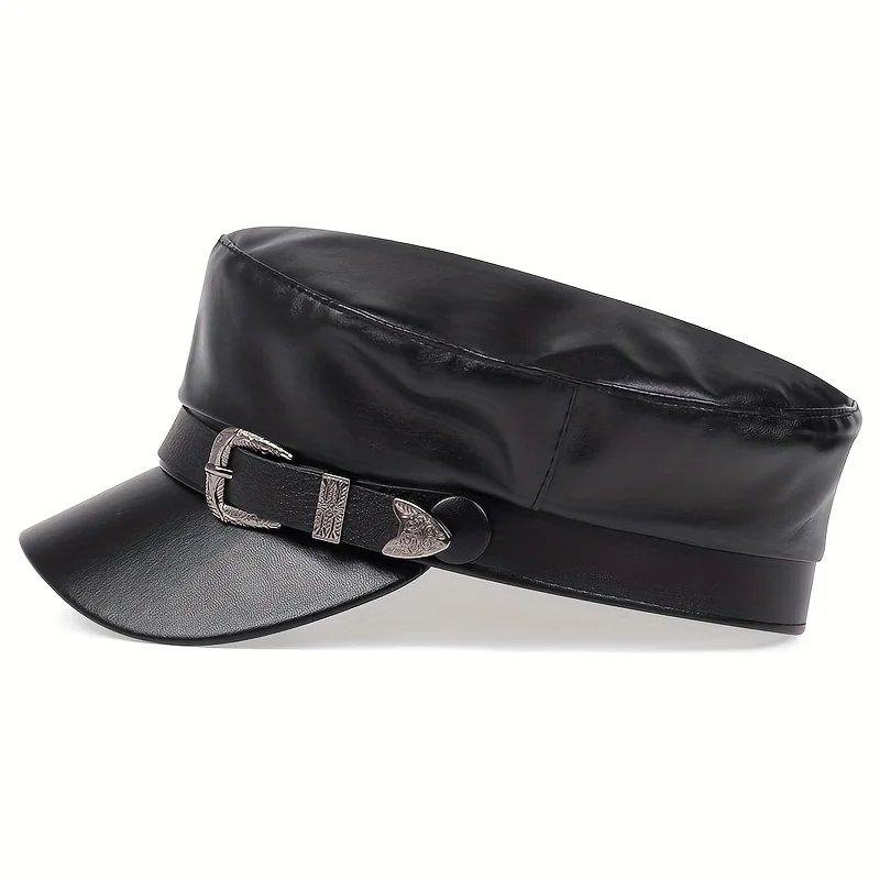 패션 여성용 큰 벨트 버클 가죽 모자 봄 가을 세일러  - Leather Work Hat 리뷰 및 가격
