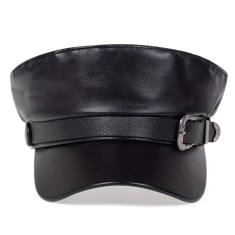 패션 여성용 큰 벨트 버클 가죽 모자 봄 가을 세일러  - Leather Work Hat 리뷰 및 가격