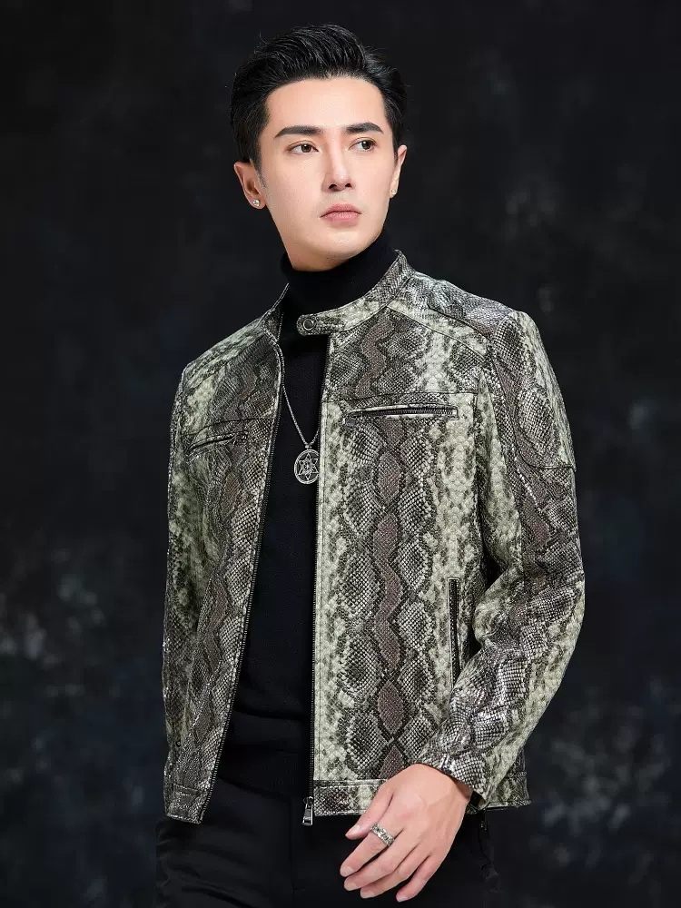 봄 남성용 뱀피 무늬 양가죽 정품 가죽 재킷 슬림핏 스 - Leather Work Jacket Mens 리뷰 및 가격
