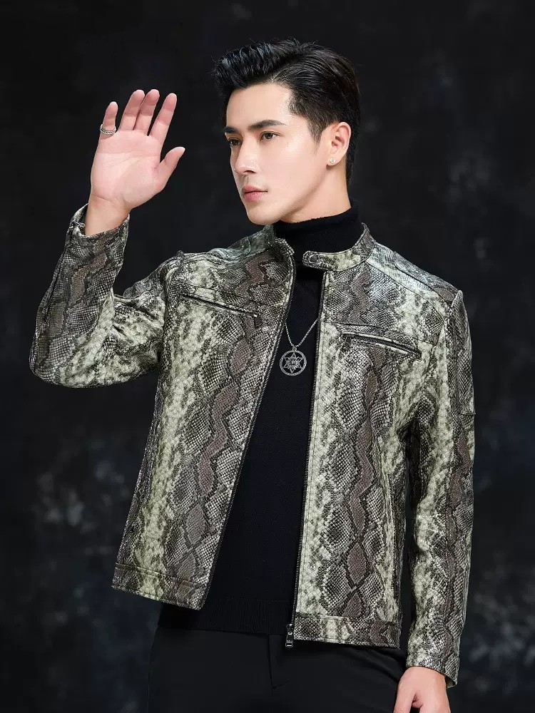 봄 남성용 뱀피 무늬 양가죽 정품 가죽 재킷 슬림핏 스 - Leather Work Jacket Mens 리뷰 및 가격