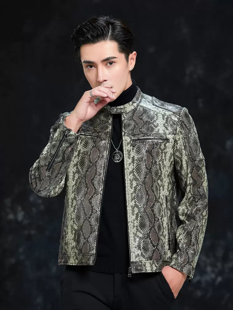 봄 남성용 뱀피 무늬 양가죽 정품 가죽 재킷 슬림핏 스 - Leather Work Jacket Mens 리뷰 및 가격