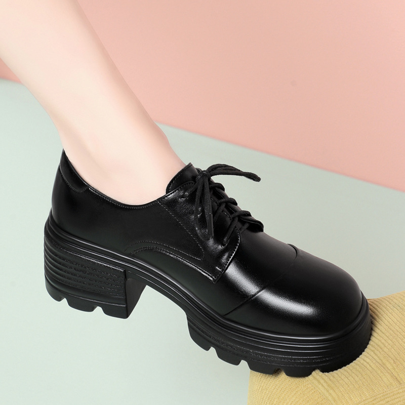 6cm 레트로 통기성 좋은 편안한 두꺼운 밑창 플랫폼  - Leather Work Oxfords 리뷰 및 가격