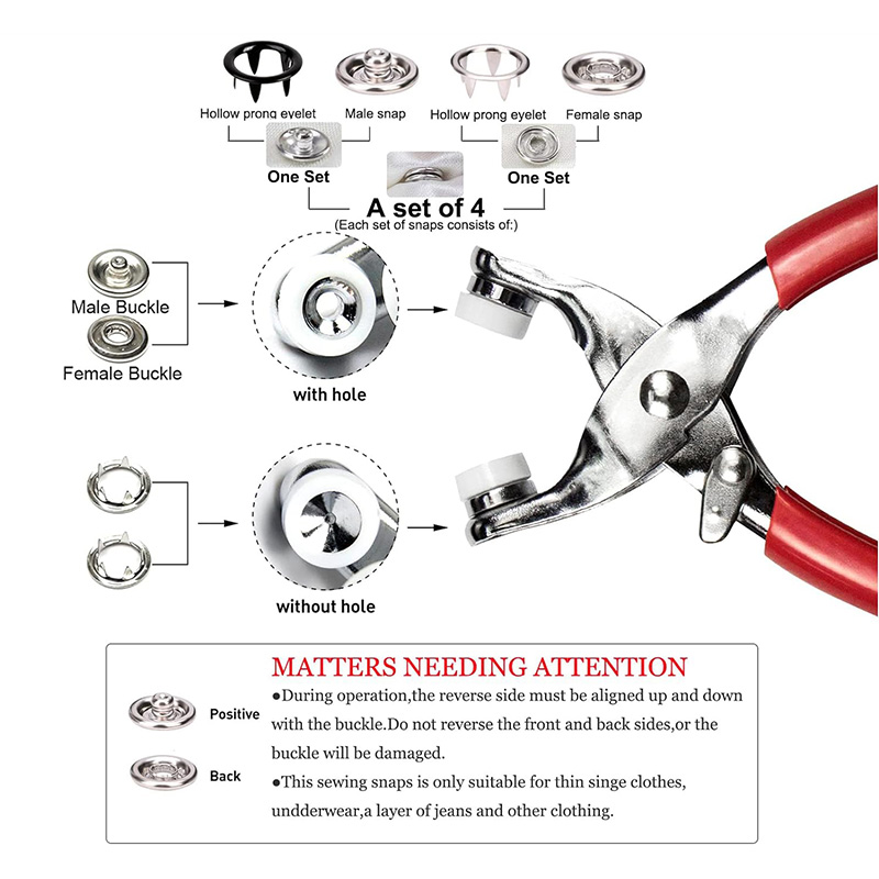 100 세트 스냅 펜치 자동 그로멧 구멍 펜치 옷 가방 - Snap Fastener Setter 리뷰 및 가격