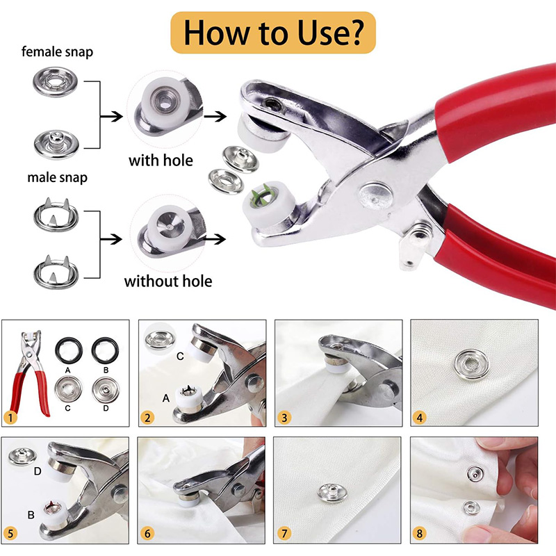 100 세트 스냅 펜치 자동 그로멧 구멍 펜치 옷 가방 - Snap Fastener Setter 리뷰 및 가격