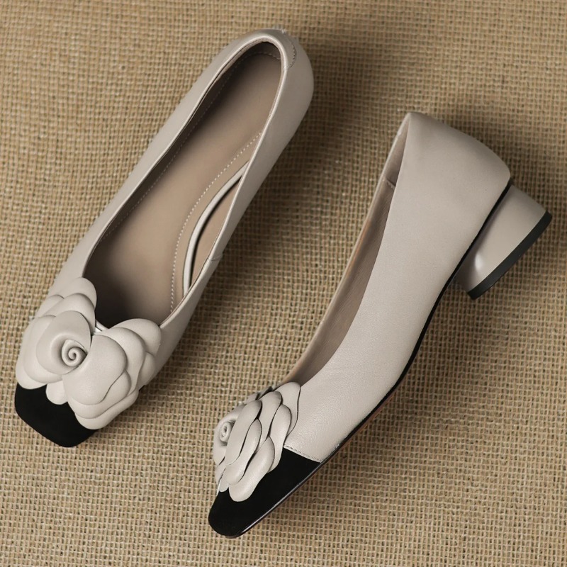 플러스 사이즈 34-41 여성용 양가죽 믹스 컬러 패치 - Leather Work Heels 리뷰 및 가격