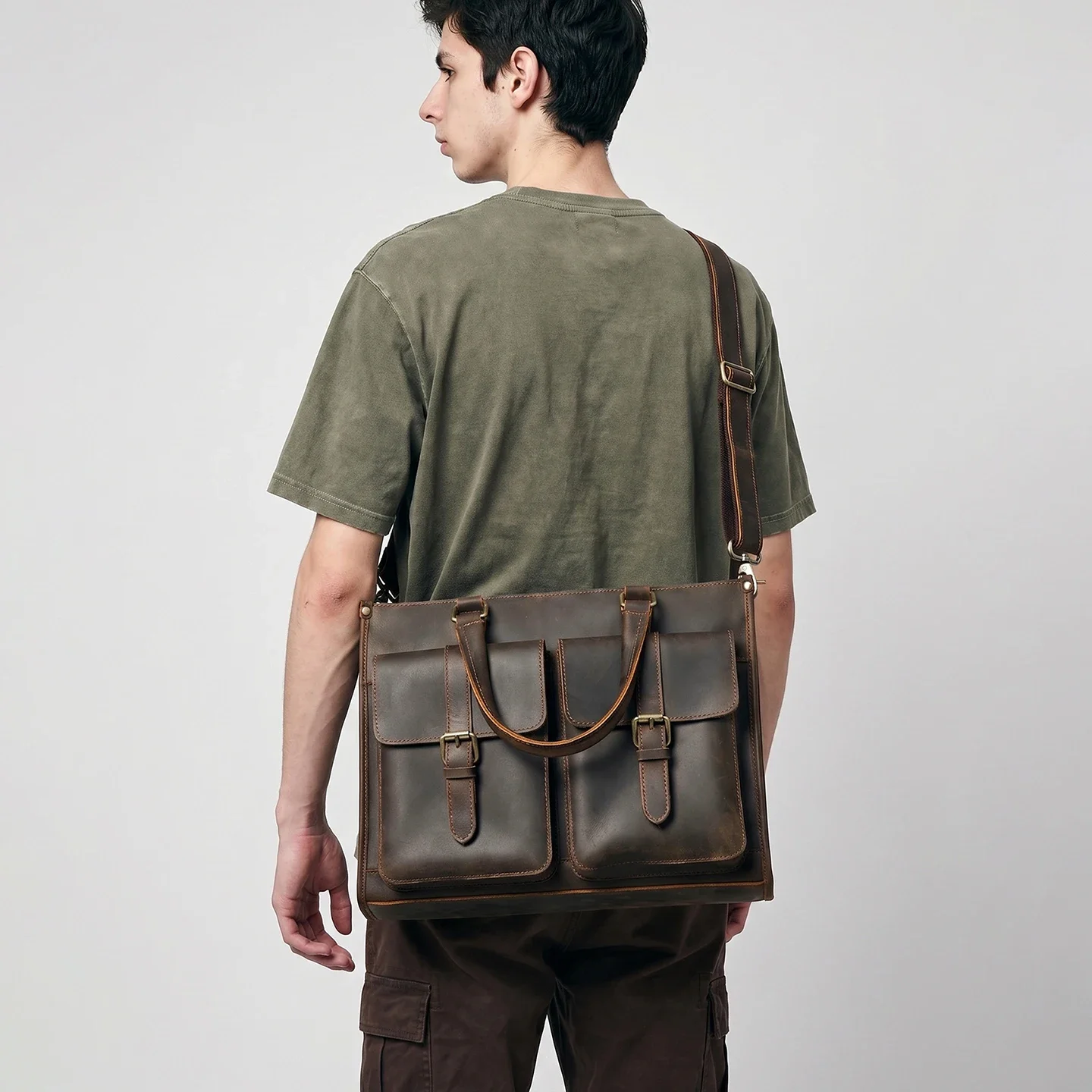 빈티지 정품 가죽 남성 크로스바디 숄더 브리프케이스 크 - Leather Work Laptop Bag 리뷰 및 가격