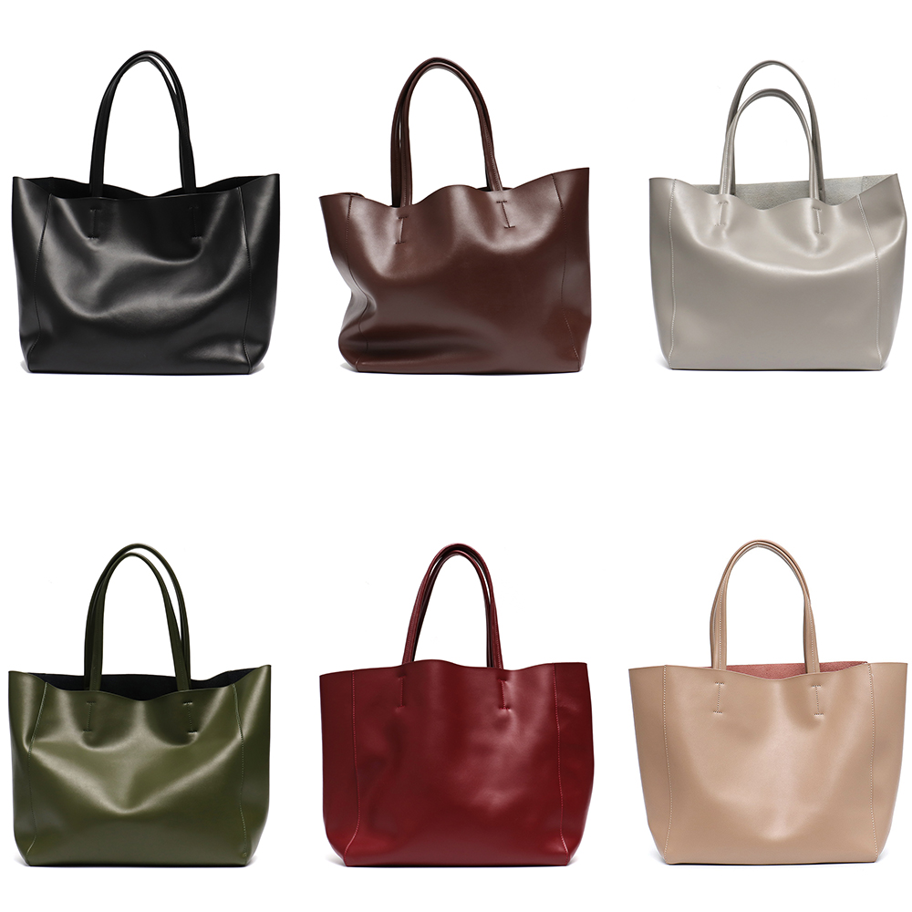 미니멀리스트 빅 토트 백 여성 유행 진짜 가죽 숄더 핸 - Leather Work Handbags For Women 리뷰 및 가격