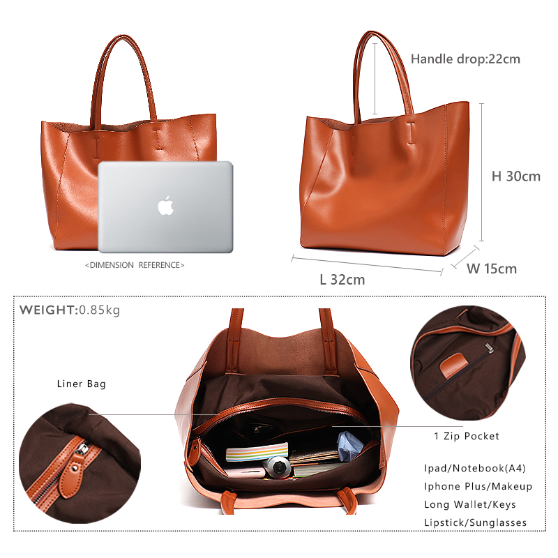 미니멀리스트 빅 토트 백 여성 유행 진짜 가죽 숄더 핸 - Leather Work Handbags For Women 리뷰 및 가격