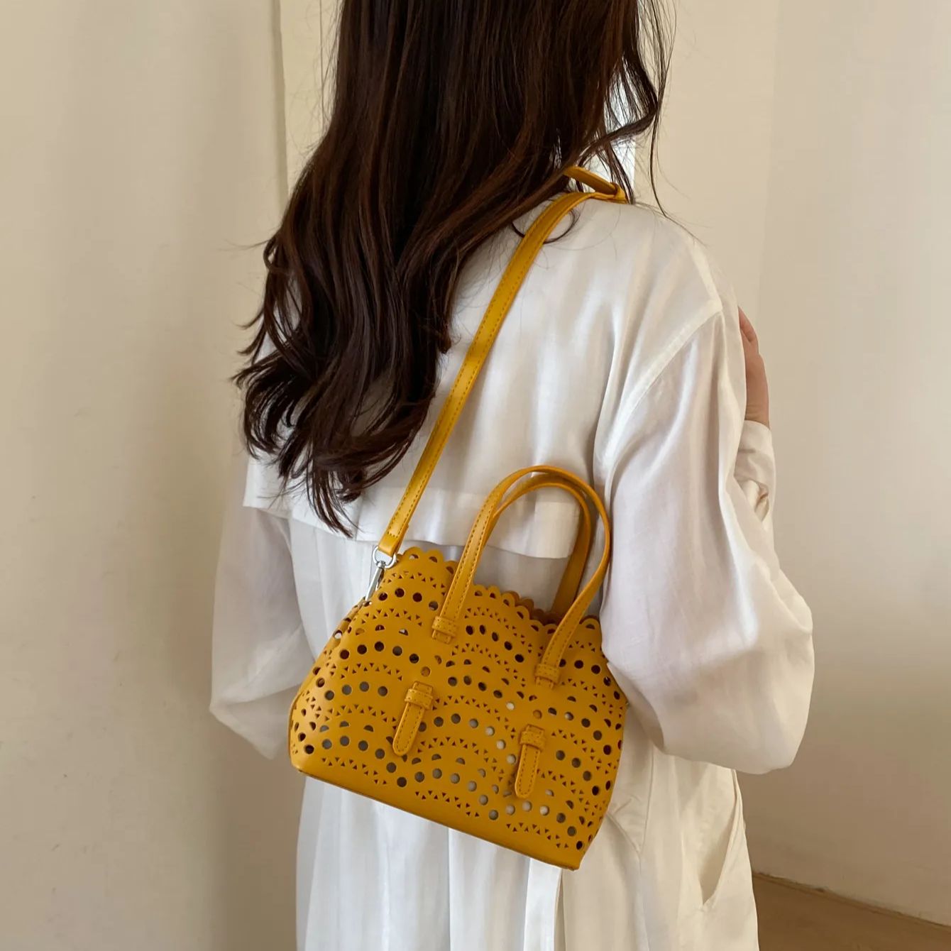 레드 할로우 프린트 크로스바디 백 한국 스타일 패션 캐 - Leather Work Handbags For Women 리뷰 및 가격
