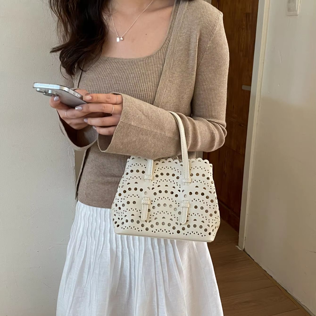 레드 할로우 프린트 크로스바디 백 한국 스타일 패션 캐 - Leather Work Handbags For Women 리뷰 및 가격