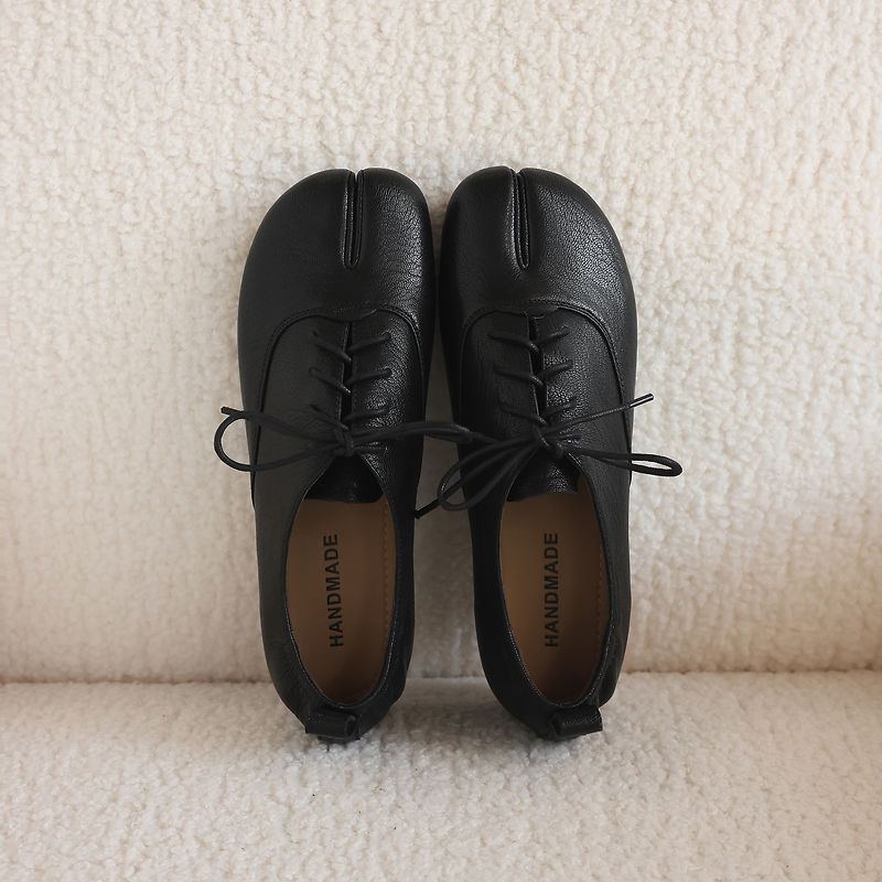 정품 가죽 양가죽 타비 여성화, 스플릿 토 레이스업 플 - Leather Work Oxfords 리뷰 및 가격