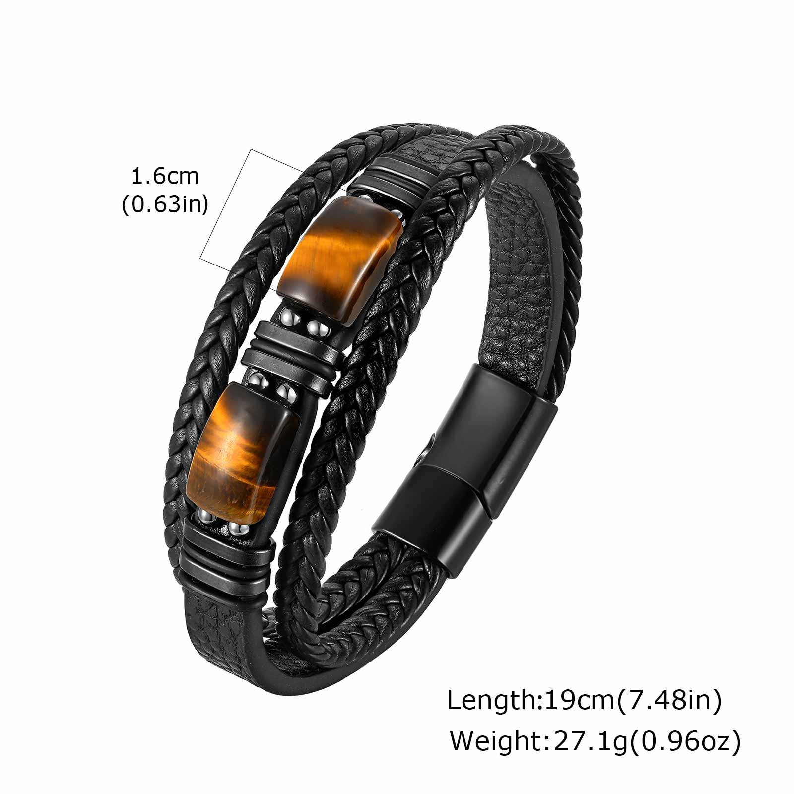 남성용 땋은 가죽 팔찌 호안석 블랙 자석 잠금장치 패션 - Leatherwork Jewelry 리뷰 및 가격